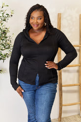 Trendy Exposed Seam Long Sleeve Hoodie by Culture Code